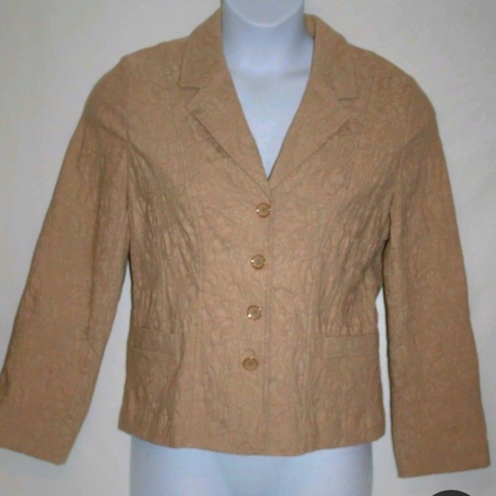 Croft And Barrow Tan Textured Women's Blazer Sz 12.